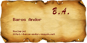 Baros Andor névjegykártya